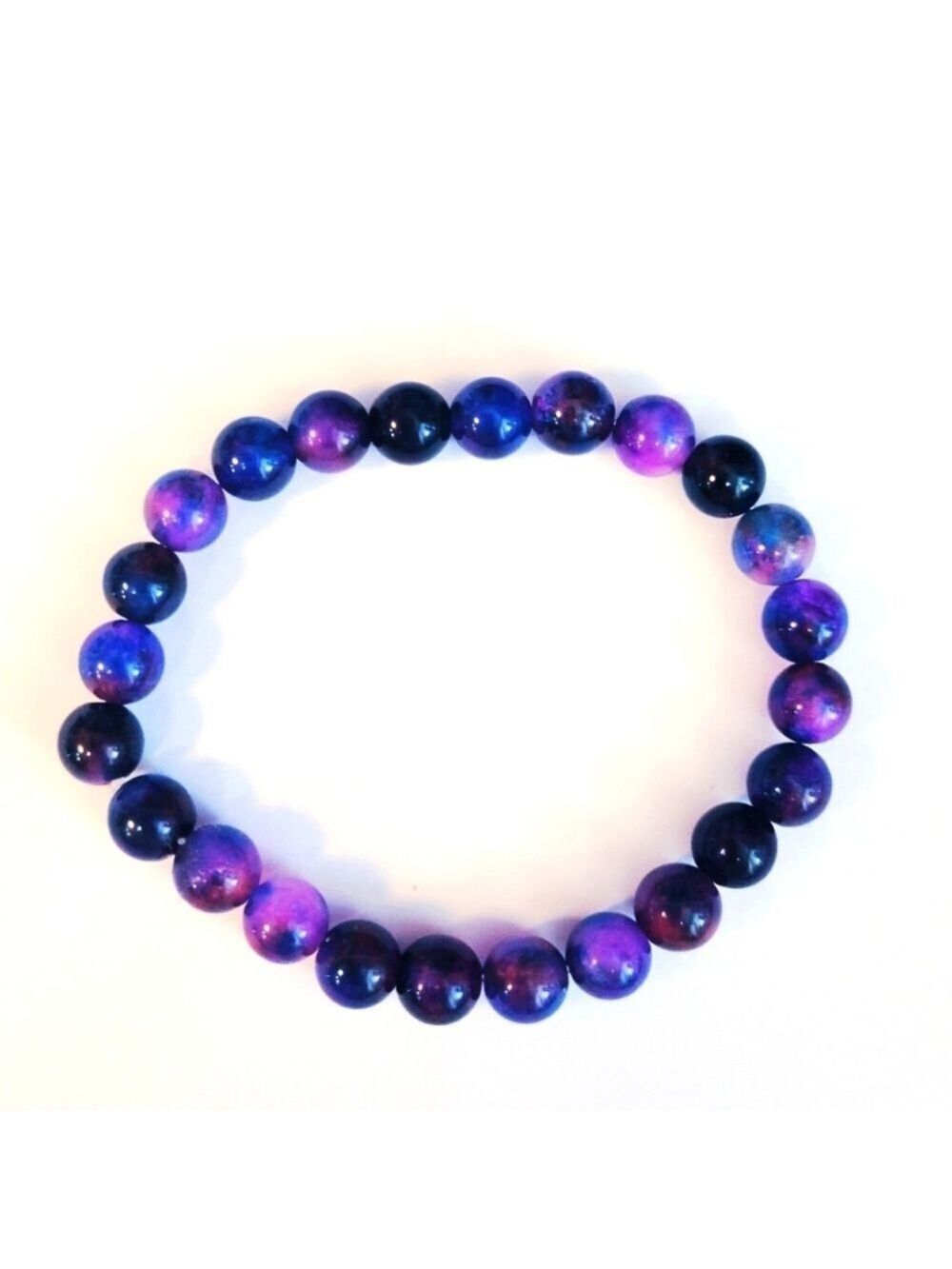 Natural Sugilite Crystal Gemstone Beaded Bracelet 7.25 Inch